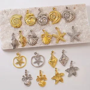 Ciondolo conchiglia stella marina in ottone stile oceano accessori per gioielli fai da te.