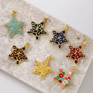 Koper vergulde 18K geëmailleerde sterhanger set, kleurrijke sterren bedels voor DIY sieraden.