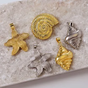 Ciondoli conchiglia stella marina in ottone oro argento per creazione gioielli collane fai da te.