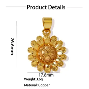 Gold plated copper sunflower pendant necklace charm jewelry delicate accessory item