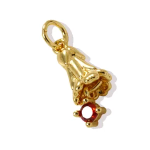 Exquisite 18K gold flower DIY pendant with sparkling red zircon for necklace jewelry making.
