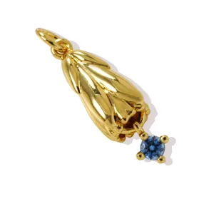 18k gold brass blue zircon flower bud pendant diy necklace jewelry accessory charm