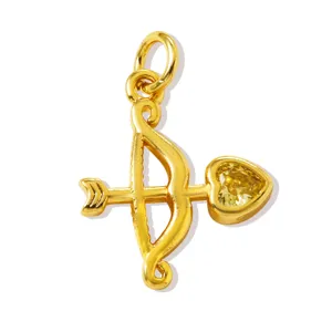 Gold Cupid Arrow Heart Pendant Birthstone DIY Necklace Charm Jewelry Gift For Women