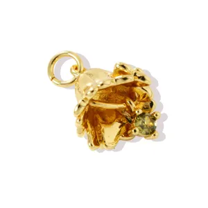 Gold flower zircon pendant DIY necklace jewelry accessory charms 18k brass chic