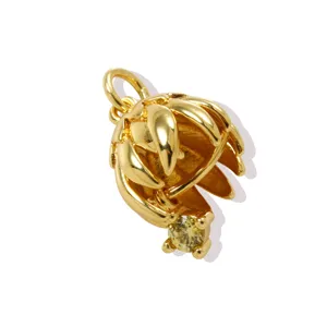 Exquisite flower pendant brass cubic zirconia DIY necklace jewelry accessory for charm crafting.