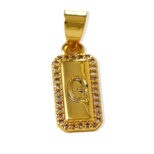 Ciondolo lettera G rettangolare placcato oro 18K con zirconi luminosi accessori per bigiotteria