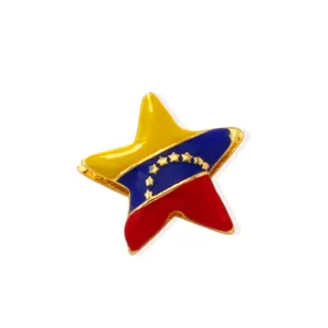 Venezuela flag star pendant DIY necklace charm, enamel metal fashion jewelry accessory.