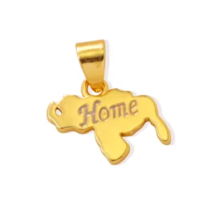 Venezuela map pendant gold color necklace DIY jewelry accessory with Home engraving detail view.