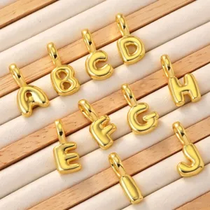 Gold plated puffy letter charm detail, perfect for DIY jewelry making, necklaces and bracelets.
