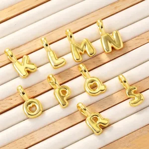 Gold plated brass alphabet letter charms DIY jewelry pendants for necklace bracelet 9pcs