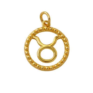 18K Gold Plated Brass Taurus Zodiac Sign Pendant Minimalist Celestial Charm Jewelry Accessory