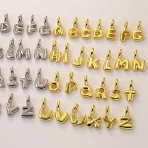 Gold and silver letter pendants 26 alphabet charms brass 18k gold plated DIY jewelry making.