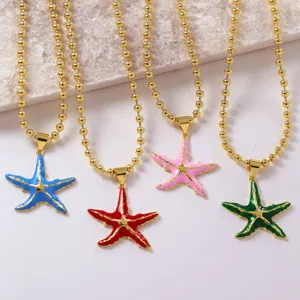 Collana di perle stella marina in ottone stile dolce con quattro varianti di colore.