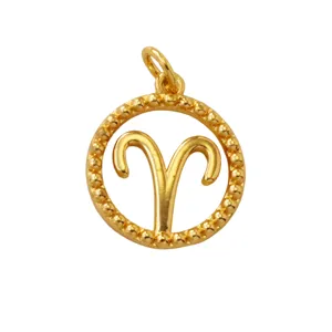 Exquisite Aries constellation pendant with 18k gold plated brass beaded circle detail.