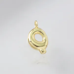 Gold bubble letter Q pendant, puffy alphabet charm for DIY necklace making fashion jewelry.