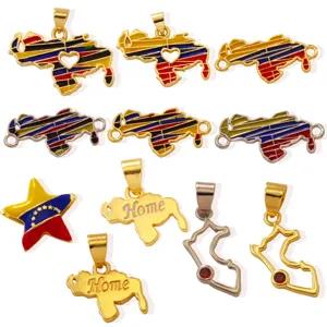 Venezuela map metal enamel pendants DIY charm jewelry accessories for necklaces crafts.