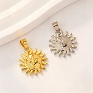 Pendentifs en métal visage de soleil tons or et argent pour la fabrication de bijoux