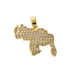 ciondolo mappa placcato oro collana zircone brillante charm gioiello accessorio regalo stile
