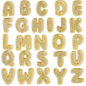 Mini Bubble Initial Charms Koper Strass 26 Engelse Letters Hanger Voor DIY Naam Armband Ketting Accessoires Vergulde Strass Letters
