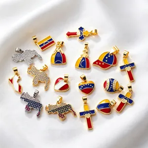 Venezuela bandiera mappa smalto strass placcato oro ciondolo collana DIY gioielli accessori