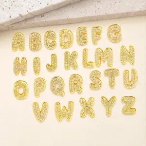 Gouden bubble letter bedels 26 alfabet A-Z kristal pave DIY armband ketting hangers