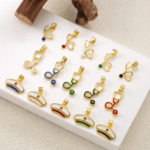 Nurse hat stethoscope pendant DIY charm copper enamel jewelry accessories for necklace bracelet.