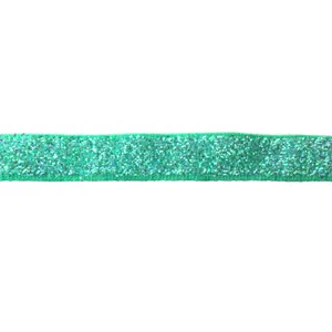 Green glitter velvet ribbon detail shot, perfect for DIY hair bows and craft projects.
