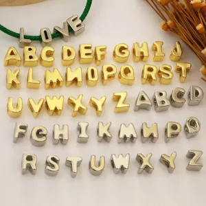 Abalorios de letras del alfabeto dorados 26 para accesorios de pulsera DIY, fornituras de joyería.