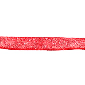 Red glitter flocked ribbon for DIY crafts, hair bows accessories and gift wrapping projects.