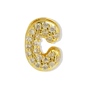 Gouden puffer letter C hanger bedel voor DIY armband ketting sieraden maken projecten.