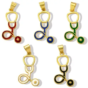 Stethoscope pendant enamel copper diy necklace bracelet jewelry accessory medical nurse gift