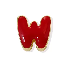Gold-plated copper red enamel letter W pendant charm DIY jewelry component accessory