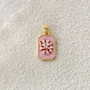 Ciondolo conchiglia rettangolare in smalto rame placcato oro accessorio collana DIY gioielli
