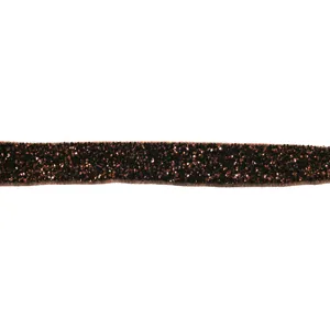 Brown glitter velvet ribbon for DIY hair bow accessories, sparkling metallic trim detail.