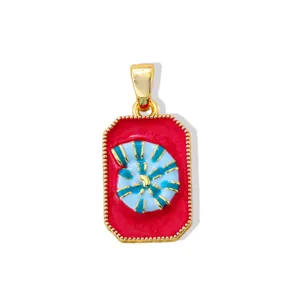 Ciondolo conchiglia smalto rame dorato dettaglio, accessorio per gioielli collana DIY moda.