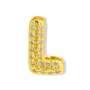 Gouden bubbel letter L bedel voor DIY sieraden maken en gepersonaliseerde armbanden en kettingen.