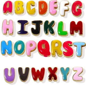 Colorful enamel alphabet letter charms gold plated metal DIY jewelry pendants for bracelet necklace