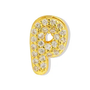 Mini goud bubbel letter hanger zirkonia DIY bedel voor armband ketting sieraden.