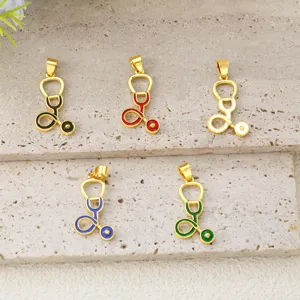 Stethoscope enamel pendant charms for DIY jewelry making, necklace and bracelet accessories.