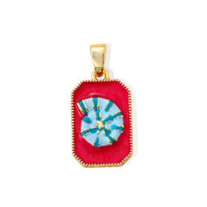 Pendente in rame smaltato rosso con motivo a conchiglia per collana fai da te gioiello