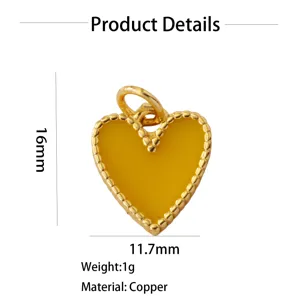 Ciondolo cuore in ottone smaltato placcato oro 18K per collana braccialetto fai da te.
