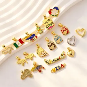 Ciondolo Mappa del Venezuela Cuore in Rame Placcato Oro 18K Smalto Ciondolo Zirconia Moda Per Gioielli Collana DIY