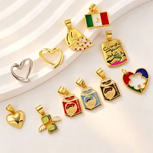 Ciondoli in smalto placcato oro collana gioielli moda colorati accessori fai da te