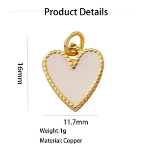 Pendente a cuore bianco in rame placcato oro fai da te collana braccialetto accessori gioielli