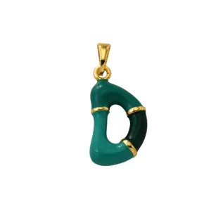 Gold Plated Enamel Letter D Pendant Hip Hop Style Fashion Jewelry Charm Accessory.