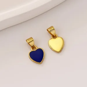 Ottone placcato oro 18K ciondolo cuore smalto charm fai da te creazione di gioielli