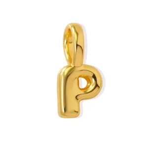Gold letter P pendant charm for DIY jewelry making, stylish necklace and bracelet accessory.