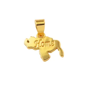Ciondolo collana mappa placcato oro con testo home inciso design per gioielli alla moda