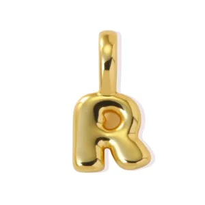Gold 18k plated brass letter R pendant minimalist jewelry accessory for DIY necklace bracelet