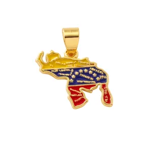 Pendente mappa Venezuela placcato oro collana gioielli in smalto moda regalo donna uomo